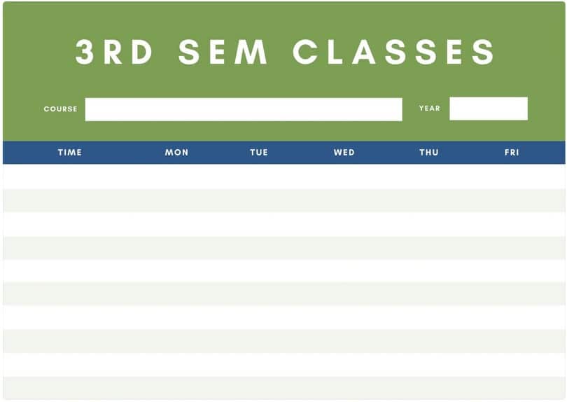 plantilla de horario de clases